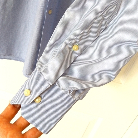 Tommy Bahama Classic Striped Cotton Long Sleeve Button Down Shirt White Blue L - Picture 11 of 15
